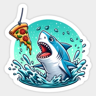 Funny Shark with Pizza, Pizza Lover Sticker